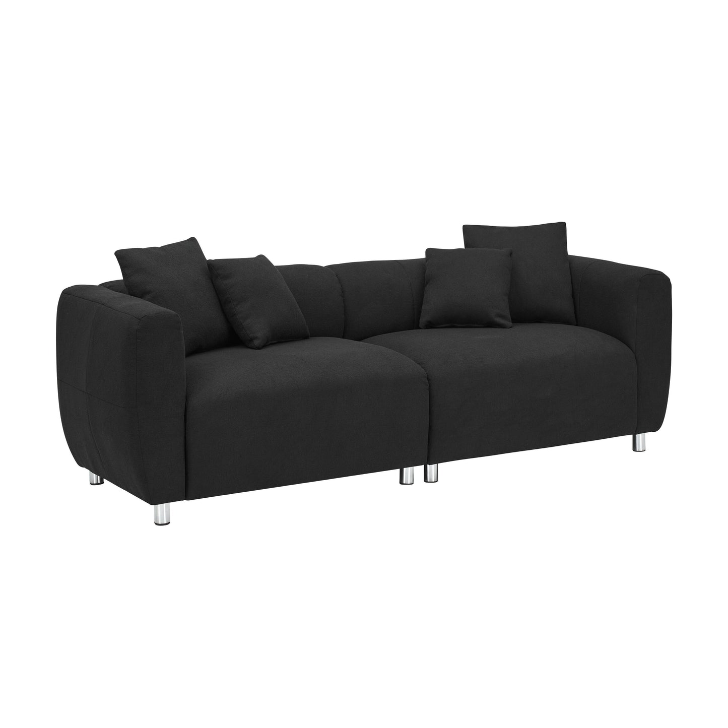 89 3-Seater Sofa - Modern Living Room Couch with Solid Wood Frame, Metal Legs & 4 Pillows