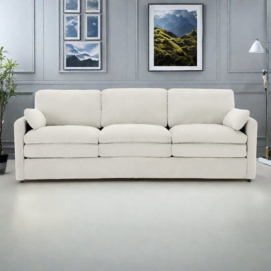 89 Chenille 3-Seater Sofa with Double-Layered Cushions for Living Room