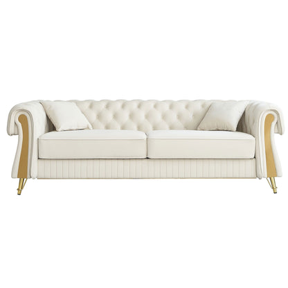 89 Velvet 3-Seater Sofa Sofa with Two Seat Cushions and Two Toss Pillows