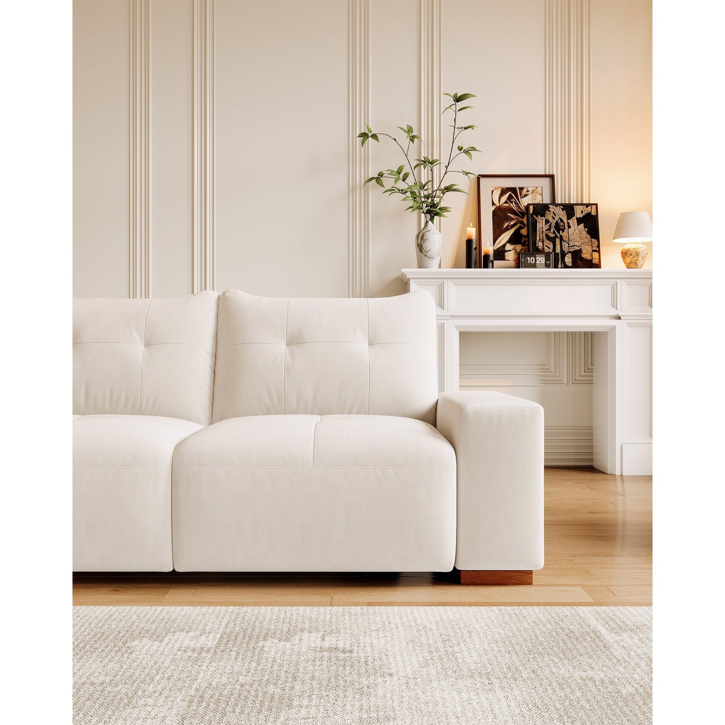 89 Velvet Upholstered 3-seater Sofa with Cat Nest, Waterproof and Cat Scratch Resistant Fabric