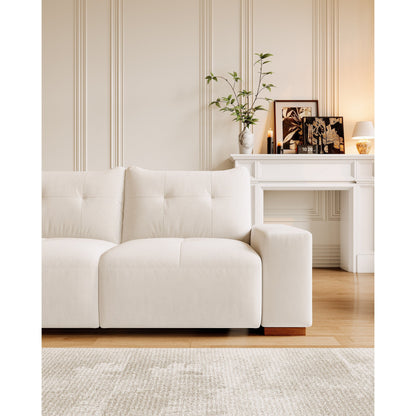 89 Velvet Upholstered 3-seater Sofa with Cat Nest, Waterproof and Cat Scratch Resistant Fabric