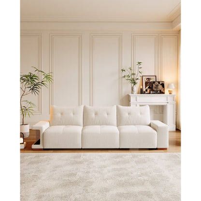 89 Velvet Upholstered 3-seater Sofa with Cat Nest, Waterproof and Cat Scratch Resistant Fabric