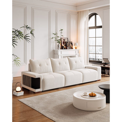 89 Velvet Upholstered 3-seater Sofa with Cat Nest, Waterproof and Cat Scratch Resistant Fabric