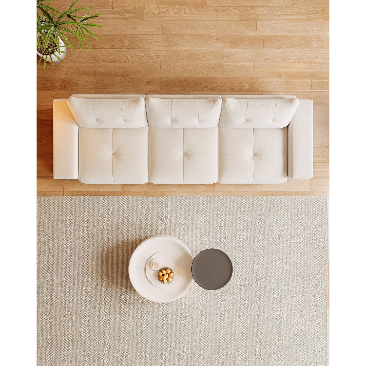 89 Velvet Upholstered 3-seater Sofa with Cat Nest, Waterproof and Cat Scratch Resistant Fabric