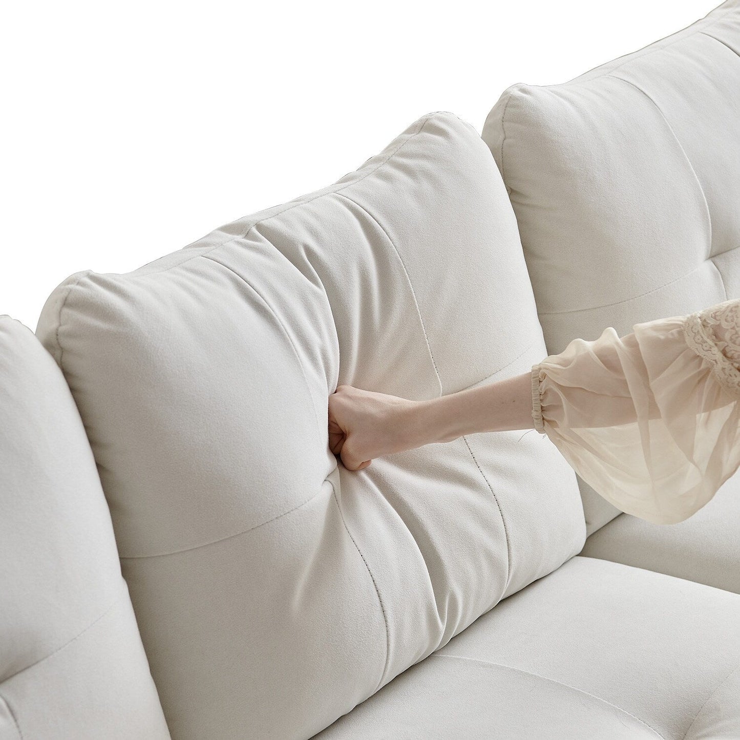 89 Velvet Upholstered 3-seater Sofa with Cat Nest, Waterproof and Cat Scratch Resistant Fabric