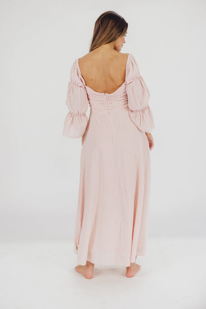 Corrine Tiered Sleeve Maxi Dress with Pockets in Ballerina Pink - Bump Friendly