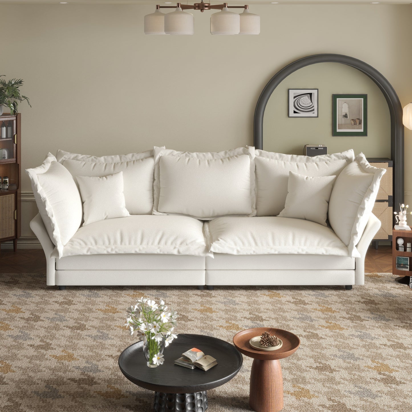 90.55 Modern Deep Seat Sofa Couches with Multiple Large Soft Pillows