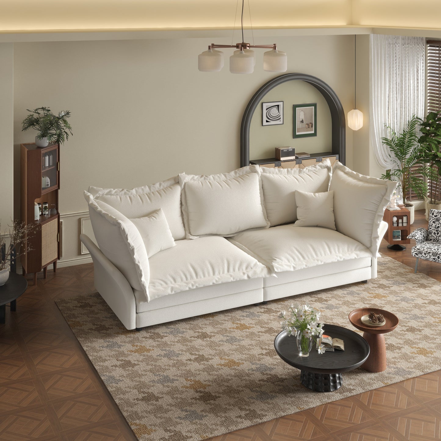 90.55 Modern Deep Seat Sofa Couches with Multiple Large Soft Pillows