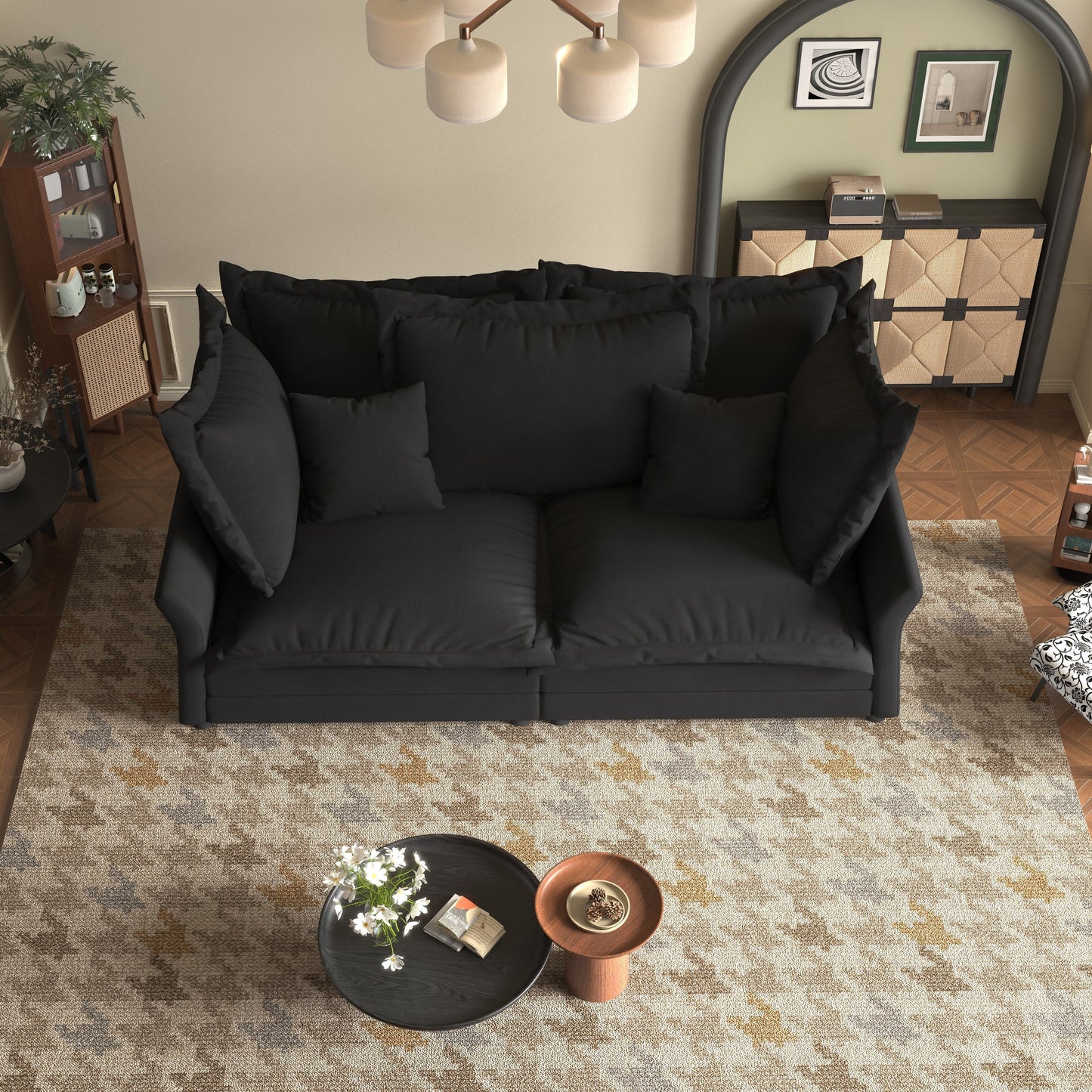 90.55 Modern Deep Seat Sofa Couches with Multiple Large Soft Pillows