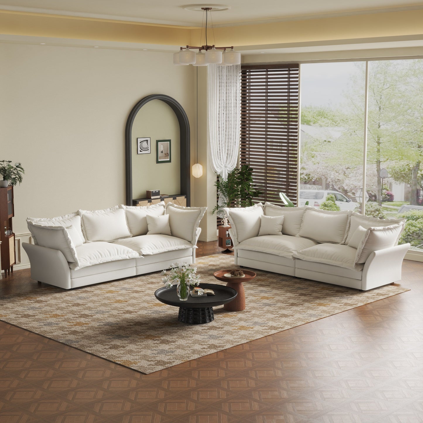 90.55 Modern Deep Seat Sofa Couches with Multiple Large Soft Pillows