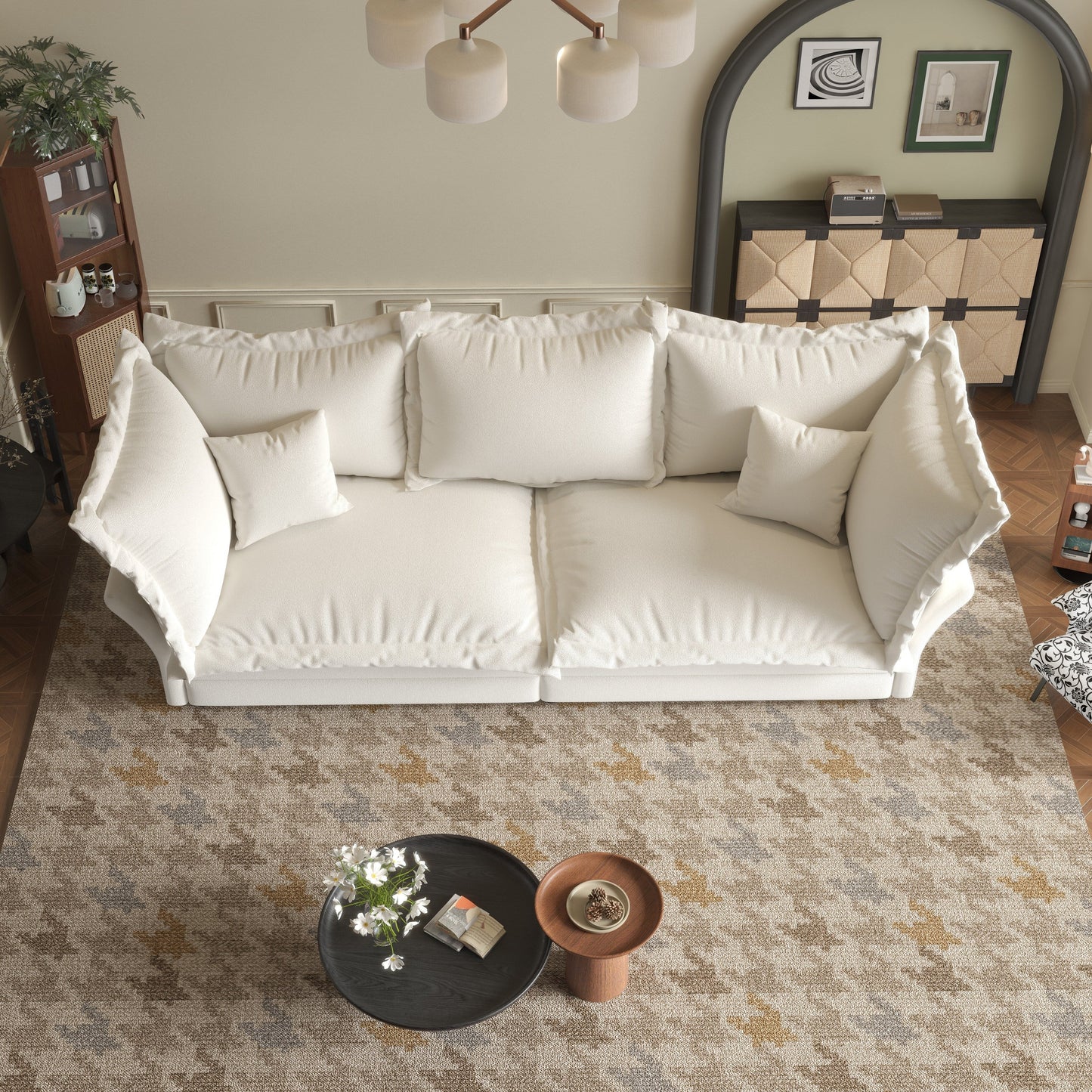 90.55 Modern Deep Seat Sofa Couches with Multiple Large Soft Pillows