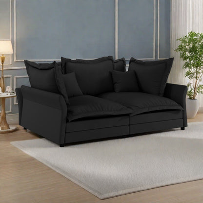 90.55 Velvet 3-Seater Sofa with Solid Wood Frame - Converts to Lounge Chair - High-Density Sponge and Spring Support