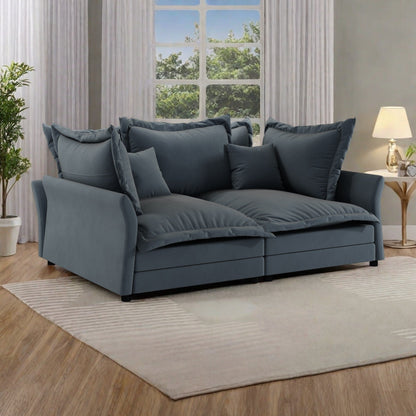 90.55 Velvet 3-Seater Sofa with Solid Wood Frame - Converts to Lounge Chair - High-Density Sponge and Spring Support