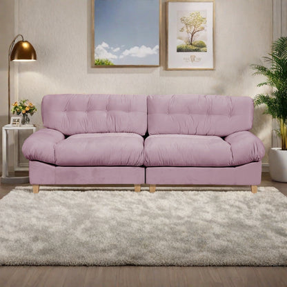 90.5 Fabric 3-Seater Sofa with High-Density Foam and Solid Wood Base