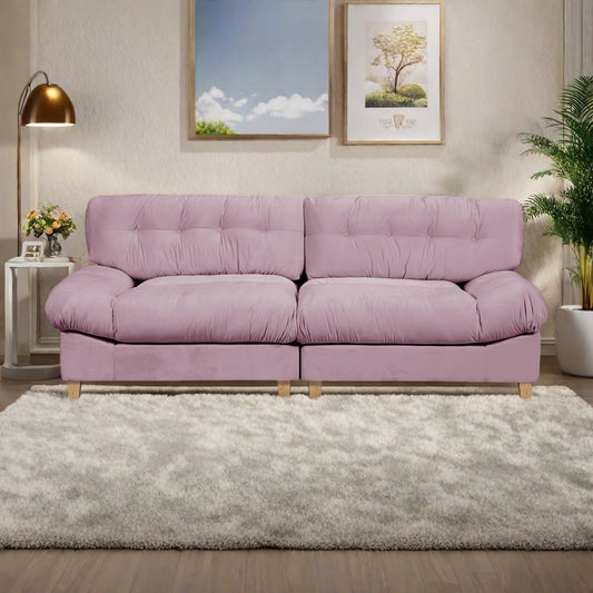 90.5 Fabric 3-Seater Sofa with High-Density Foam and Solid Wood Base