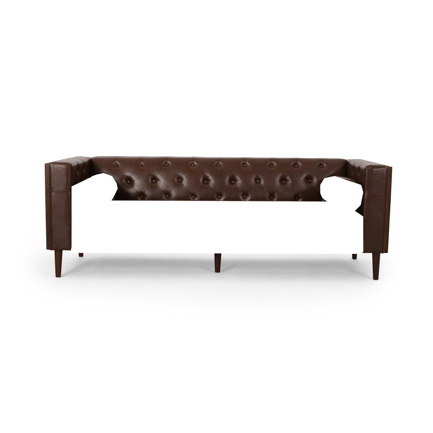 90 Faux Leather Button Tufted 3-seater Sofa with Birch Wood Legs for Living Room
