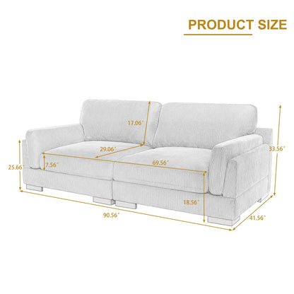 90 Loveseat Sofa Modern and Cozy Corduroy Couch