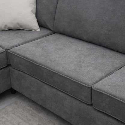 91*91 Modern Upholstered Living Room Sectional Sofa, L Shape Furniture Couch With 3 Pillows