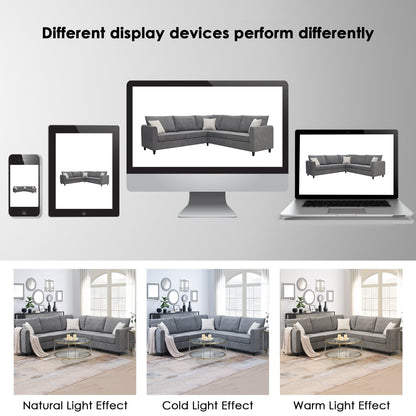 91*91 Modern Upholstered Living Room Sectional Sofa, L Shape Furniture Couch With 3 Pillows