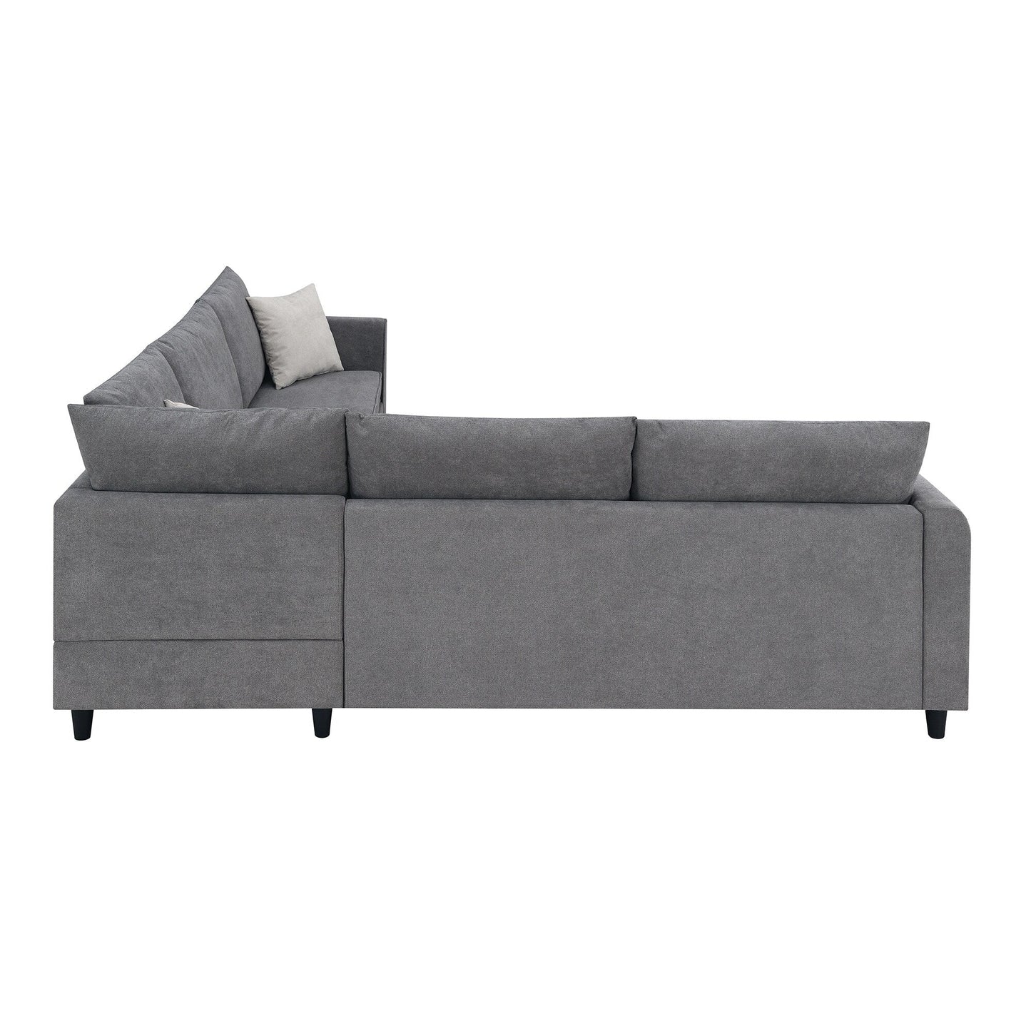 91*91 Modern Upholstered Living Room Sectional Sofa, L Shape Furniture Couch With 3 Pillows