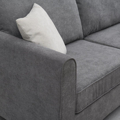 91*91 Modern Upholstered Living Room Sectional Sofa, L Shape Furniture Couch With 3 Pillows