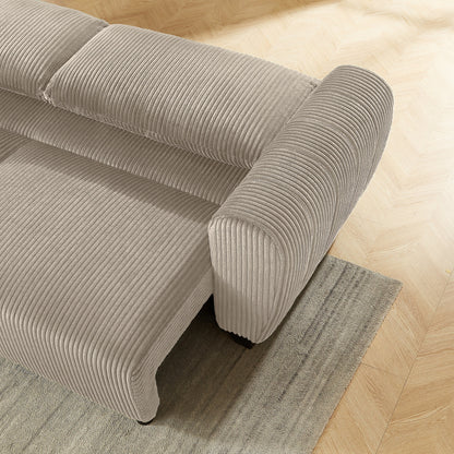 92.1Corduroy 3-Seater Sofa with 2-in-1 Convertible Design, Built-In Storage Compartments