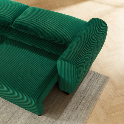 92.1Corduroy 3-Seater Sofa with 2-in-1 Convertible Design, Built-In Storage Compartments