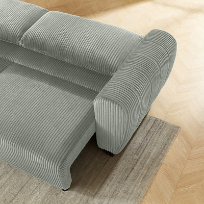 92.1Corduroy 3-Seater Sofa with 2-in-1 Convertible Design, Built-In Storage Compartments