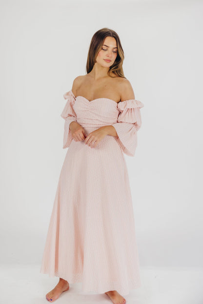 Corrine Tiered Sleeve Maxi Dress with Pockets in Ballerina Pink - Bump Friendly