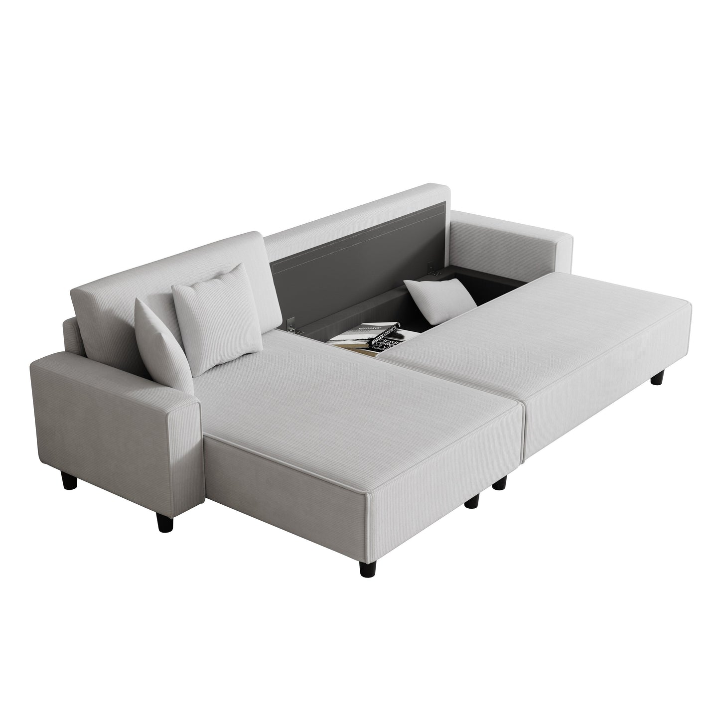 93-Inch Corduroy Sofa Bed with Two Pillows - Perfect for Small Living Rooms or Apartments