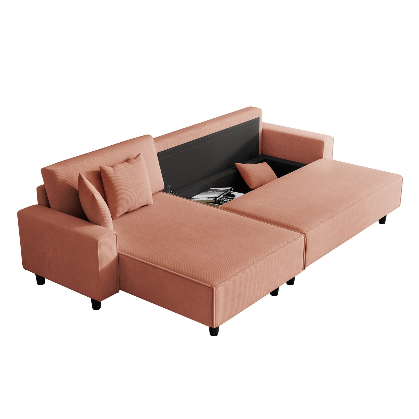93-Inch Corduroy Sofa Bed with Two Pillows - Perfect for Small Living Rooms or Apartments