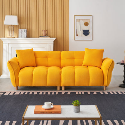 93.70 Inches Long, Teddy Sofa Fabric,With Two Matching Pillows And Three Spacious And Comfortable Seats