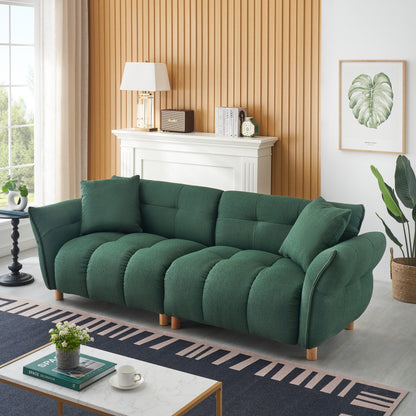 93.70 Inches Long, Teddy Sofa Fabric,With Two Matching Pillows And Three Spacious And Comfortable Seats