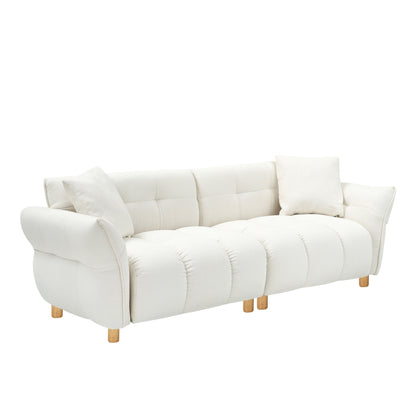 93.70 Inches Long, Teddy Sofa Fabric,With Two Matching Pillows And Three Spacious And Comfortable Seats