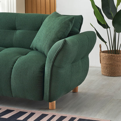 93.70 Inches Long, Teddy Sofa Fabric,With Two Matching Pillows And Three Spacious And Comfortable Seats