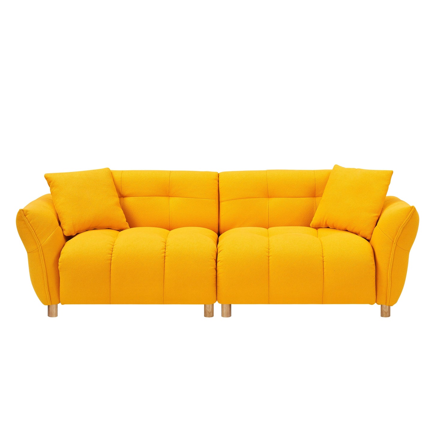 93.70 Inches Long, Teddy Sofa Fabric,With Two Matching Pillows And Three Spacious And Comfortable Seats