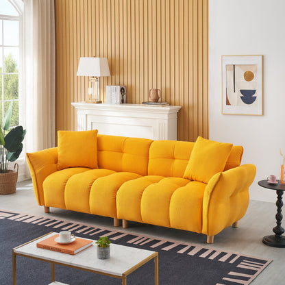 93.70 Inches Long, Teddy Sofa Fabric,With Two Matching Pillows And Three Spacious And Comfortable Seats