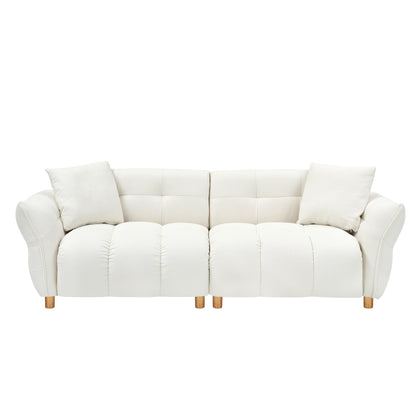 93.70 inches long, Teddy Sofa Fabric,with two matching pillows and three spacious and comfortable seats