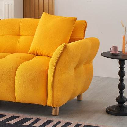 93.70 inches long, Teddy Sofa Fabric,with two matching pillows and three spacious and comfortable seats