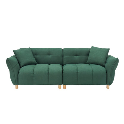 93.70 inches long, Teddy Sofa Fabric,with two matching pillows and three spacious and comfortable seats