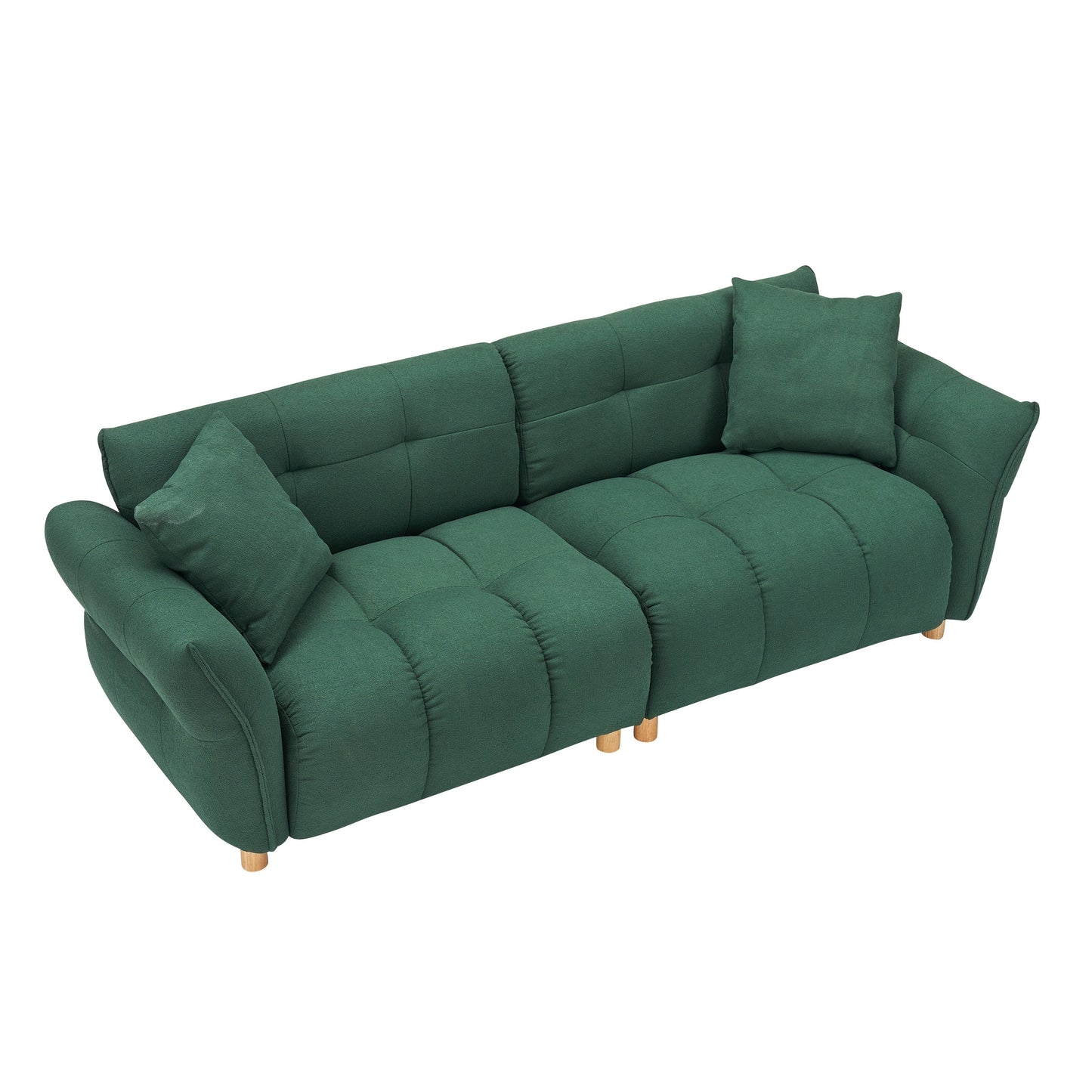 93.70 inches long, Teddy Sofa Fabric,with two matching pillows and three spacious and comfortable seats