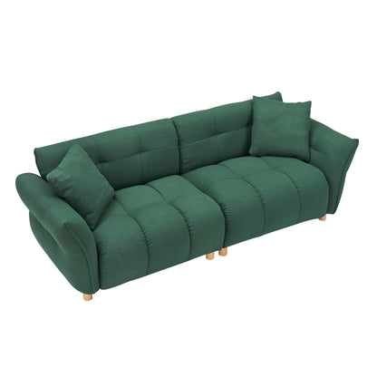93.70 inches long, Teddy Sofa Fabric,with two matching pillows and three spacious and comfortable seats