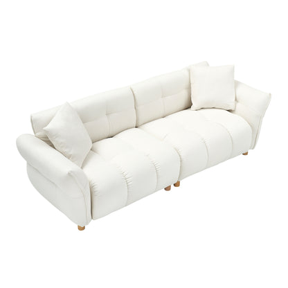 93.70 inches long, Teddy Sofa Fabric,with two matching pillows and three spacious and comfortable seats