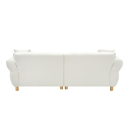93.70 inches long, Teddy Sofa Fabric,with two matching pillows and three spacious and comfortable seats