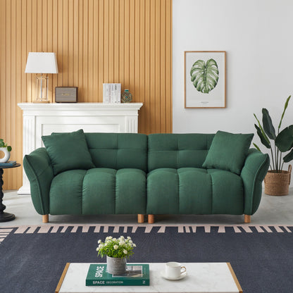 93.70 inches long, Teddy Sofa Fabric,with two matching pillows and three spacious and comfortable seats
