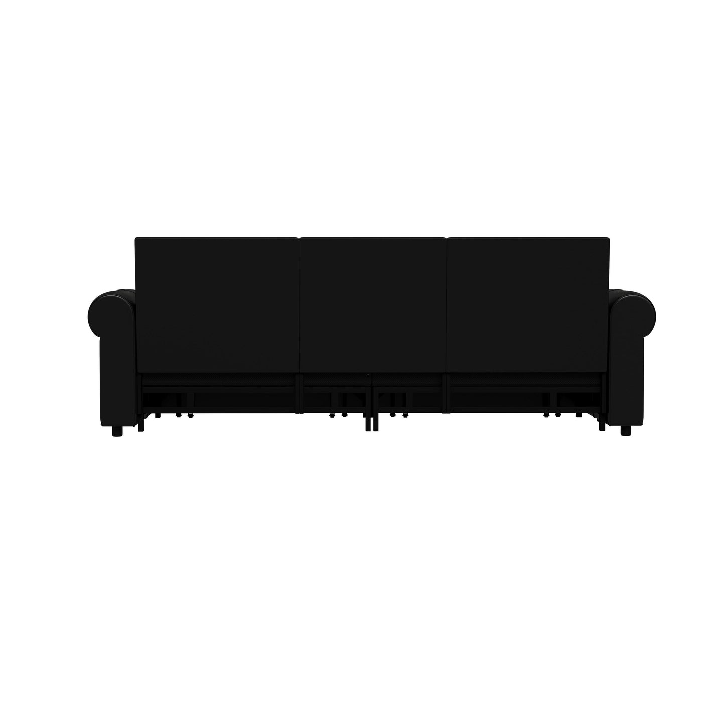 93.70Faux Leather 3-Seater Sleeper Sofa Bed with Chaise, Retro Style with Rivet Trim