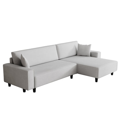 93'' Corduroy Convertible 3-Seater Sofa Bed with Adjustable Chaise, Two Pillows, and Storage - Space-Saving Design