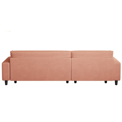 93'' Corduroy Convertible 3-Seater Sofa Bed with Adjustable Chaise, Two Pillows, and Storage - Space-Saving Design