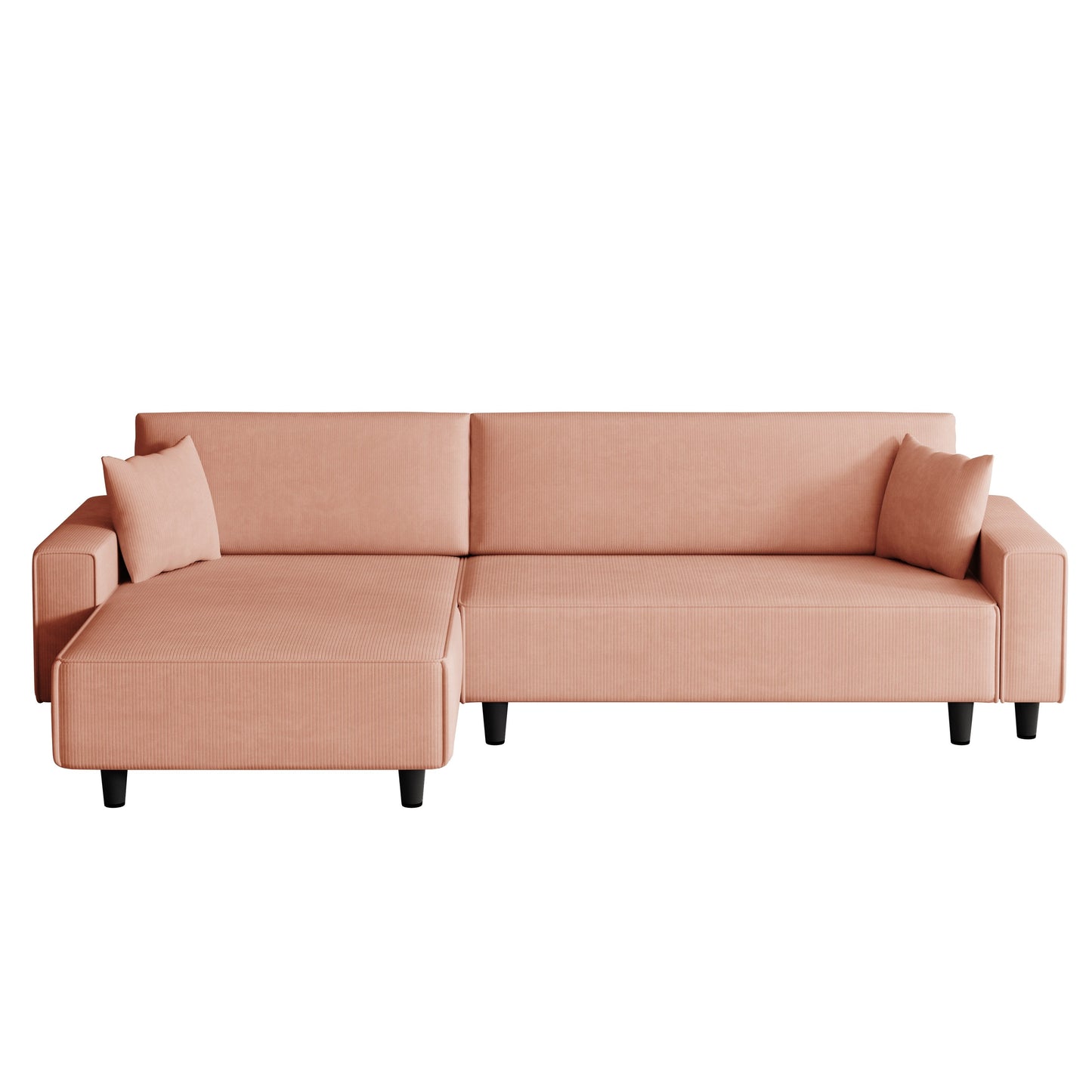 93'' Corduroy Convertible 3-Seater Sofa Bed with Adjustable Chaise, Two Pillows, and Storage - Space-Saving Design