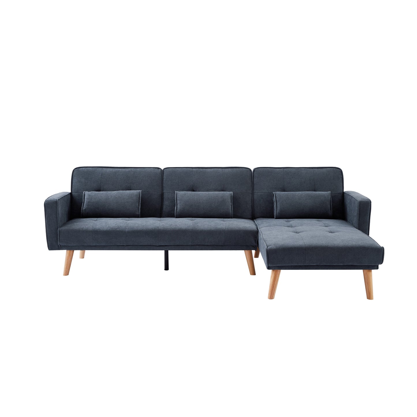 94.5'' Linen 3-Seater Convertible Sofa: Right Chaise, Foam Padding, Organizer Bag, and Square Arms
